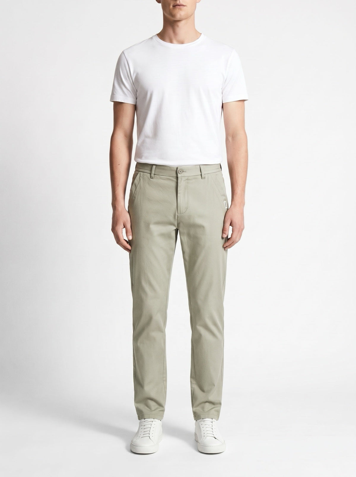 Slim-Fit-Hose aus reiner Baumwolle — Champagnegrün