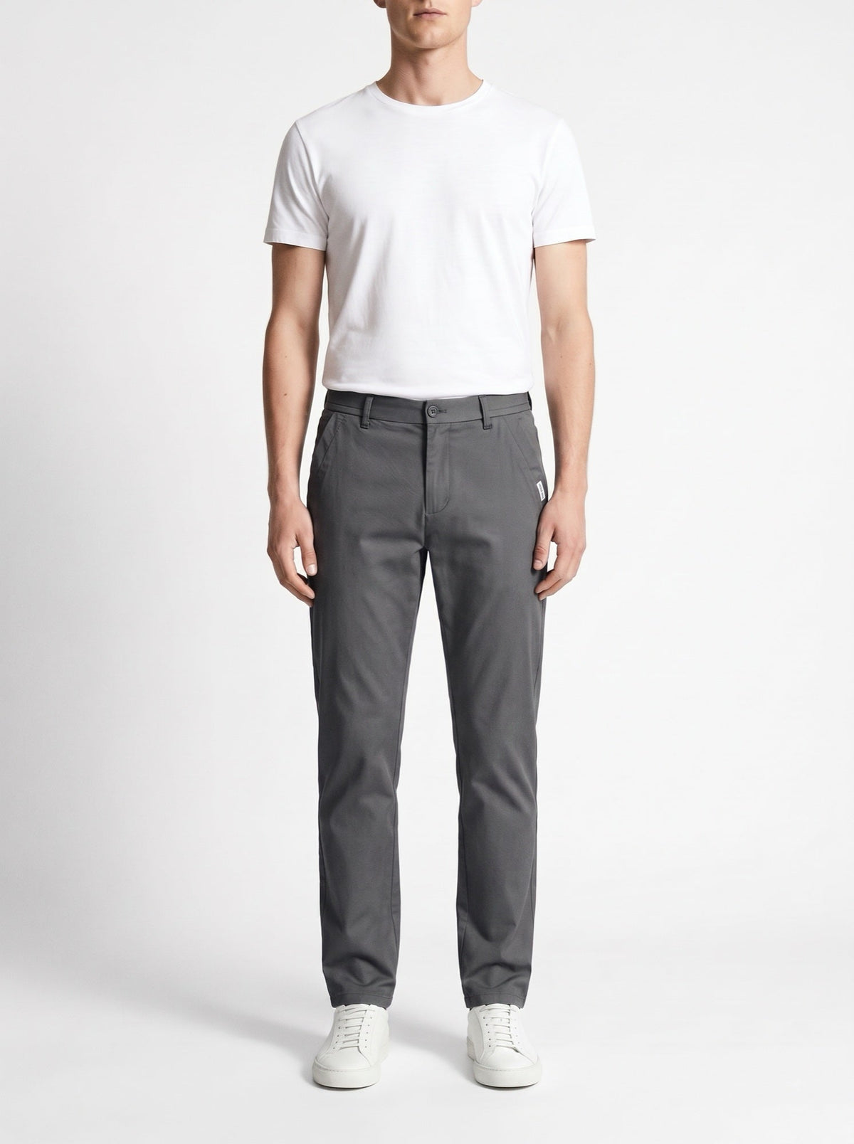 Slim-Fit-Hose aus reiner Baumwolle — Dunkelgrau
