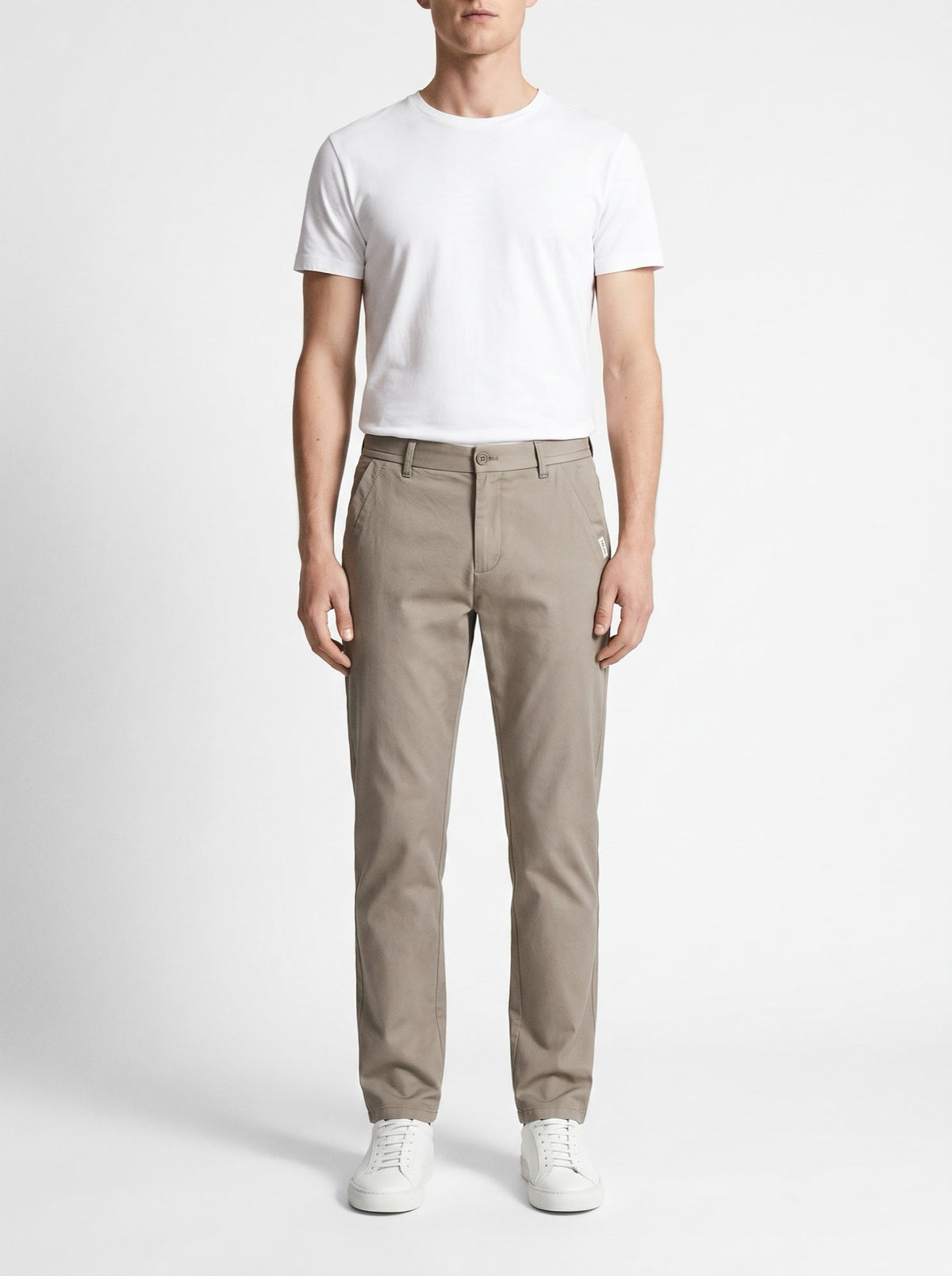 Slim-Fit-Hose aus reiner Baumwolle — Kaki