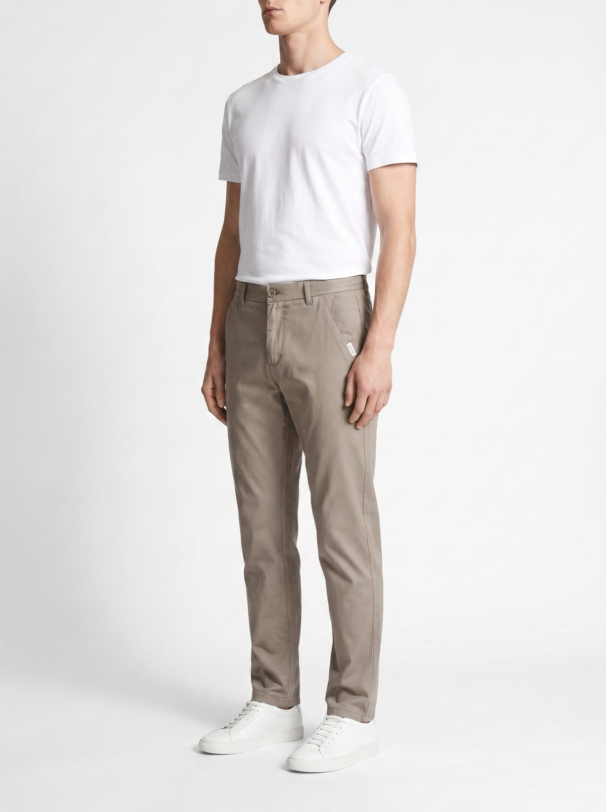 Slim-Fit-Hose aus reiner Baumwolle — Kaki