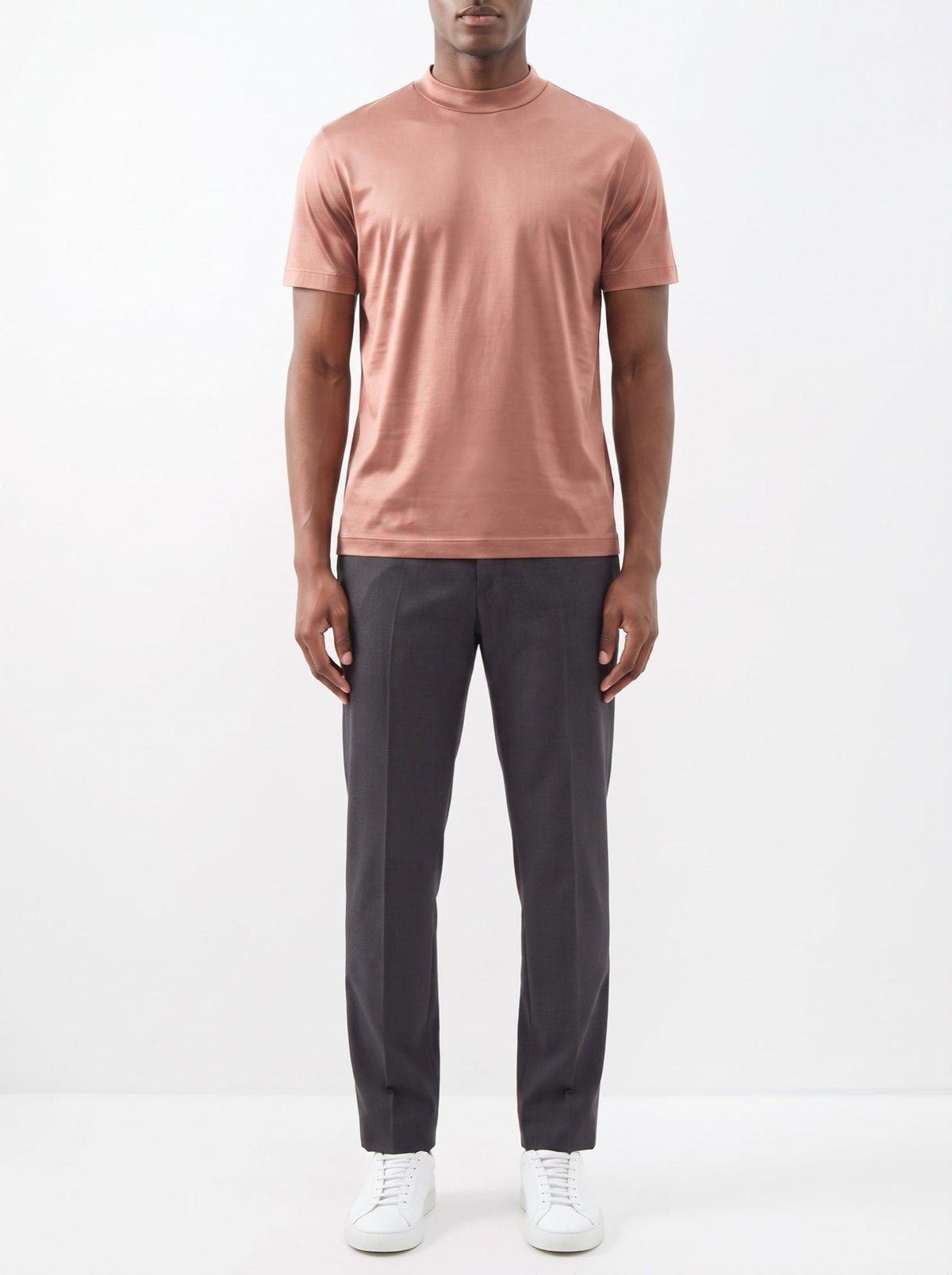 Glänzendes T-Shirt mit Rundhalsausschnitt — Roségold
