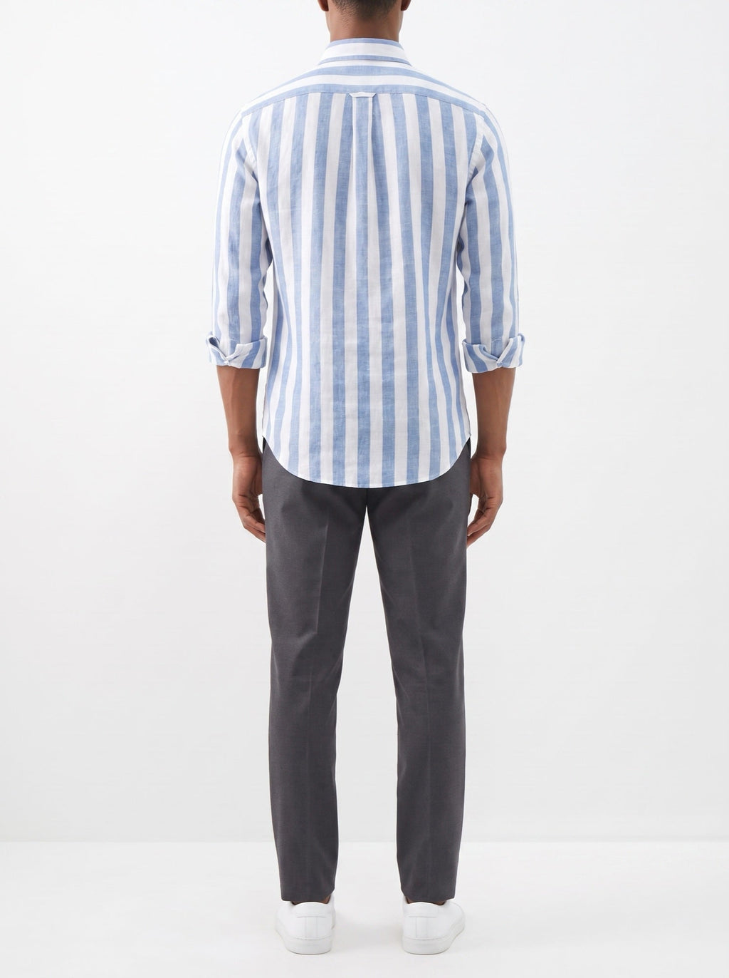 Premium gestreiftes Freizeit-Hemd — Himmelblau