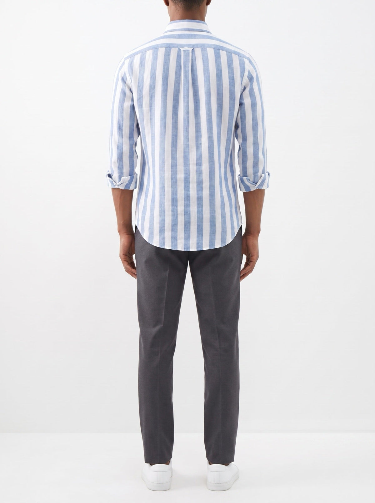 Premium gestreiftes Freizeit-Hemd — Himmelblau