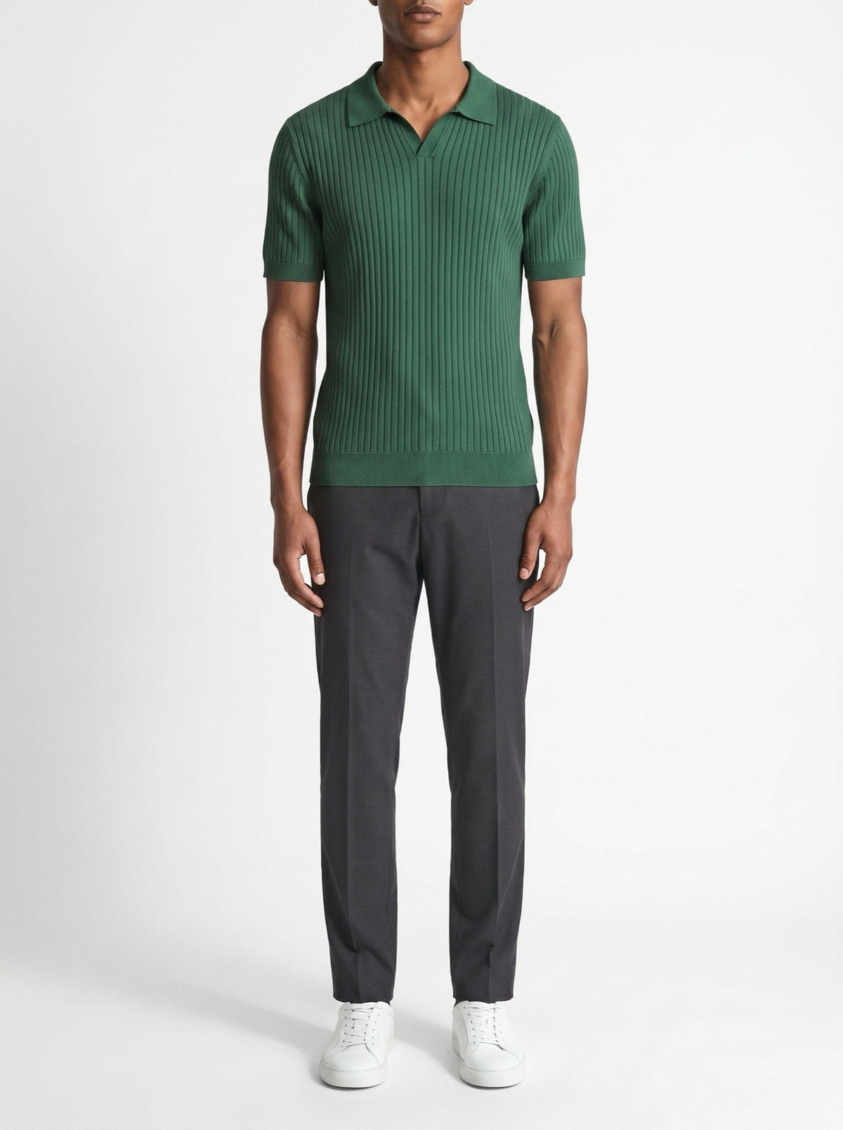 Premium geripptes Poloshirt — Grün