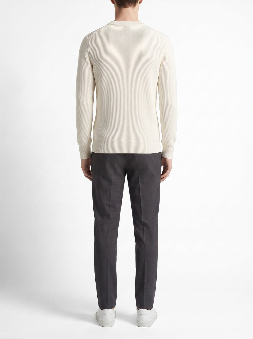 Off-white rundhals-Pullover aus Malfilé-Patentstrick