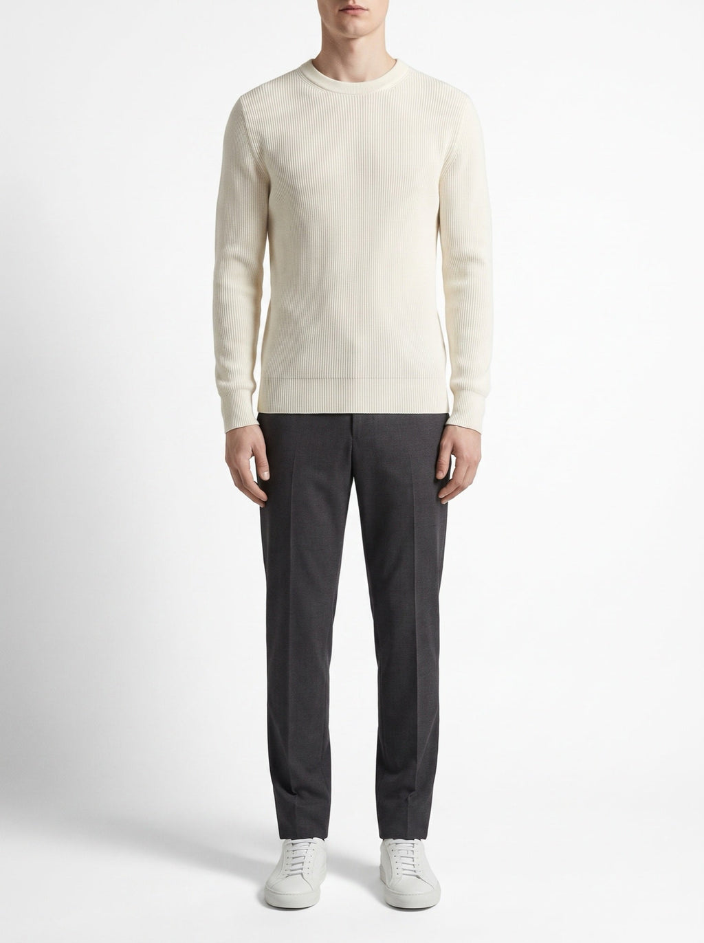 Off-white rundhals-Pullover aus Malfilé-Patentstrick