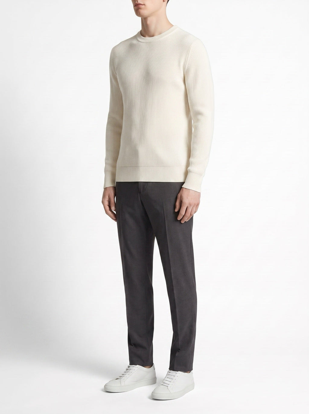 Off-white rundhals-Pullover aus Malfilé-Patentstrick