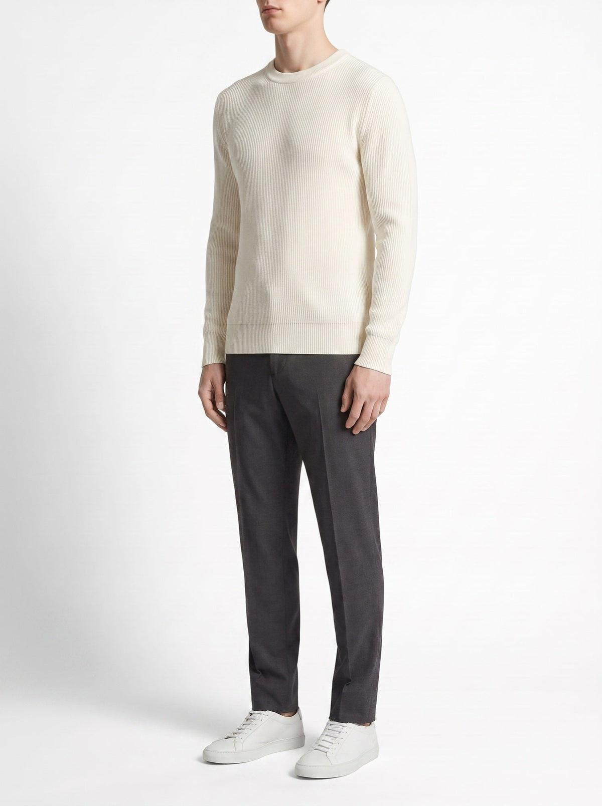 Off-white rundhals-Pullover aus Malfilé-Patentstrick