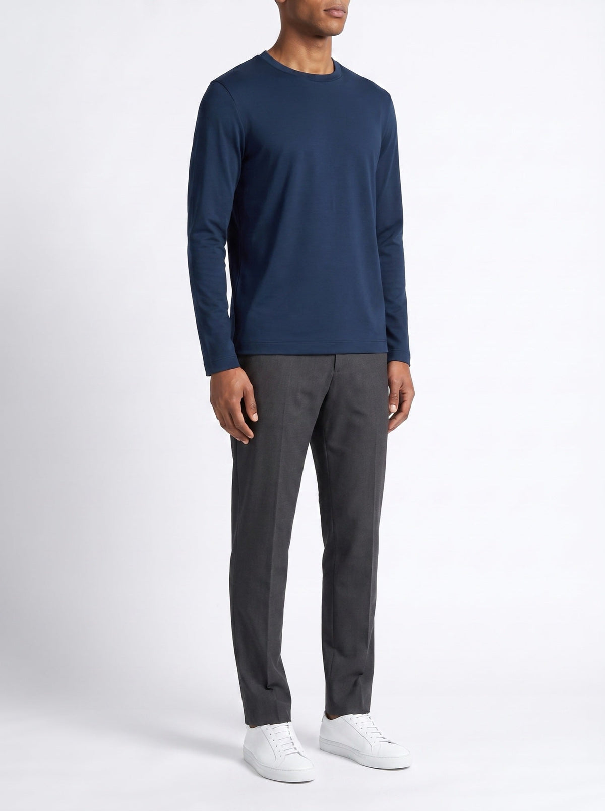Exklusives Langarm-T-Shirt – Marineblau