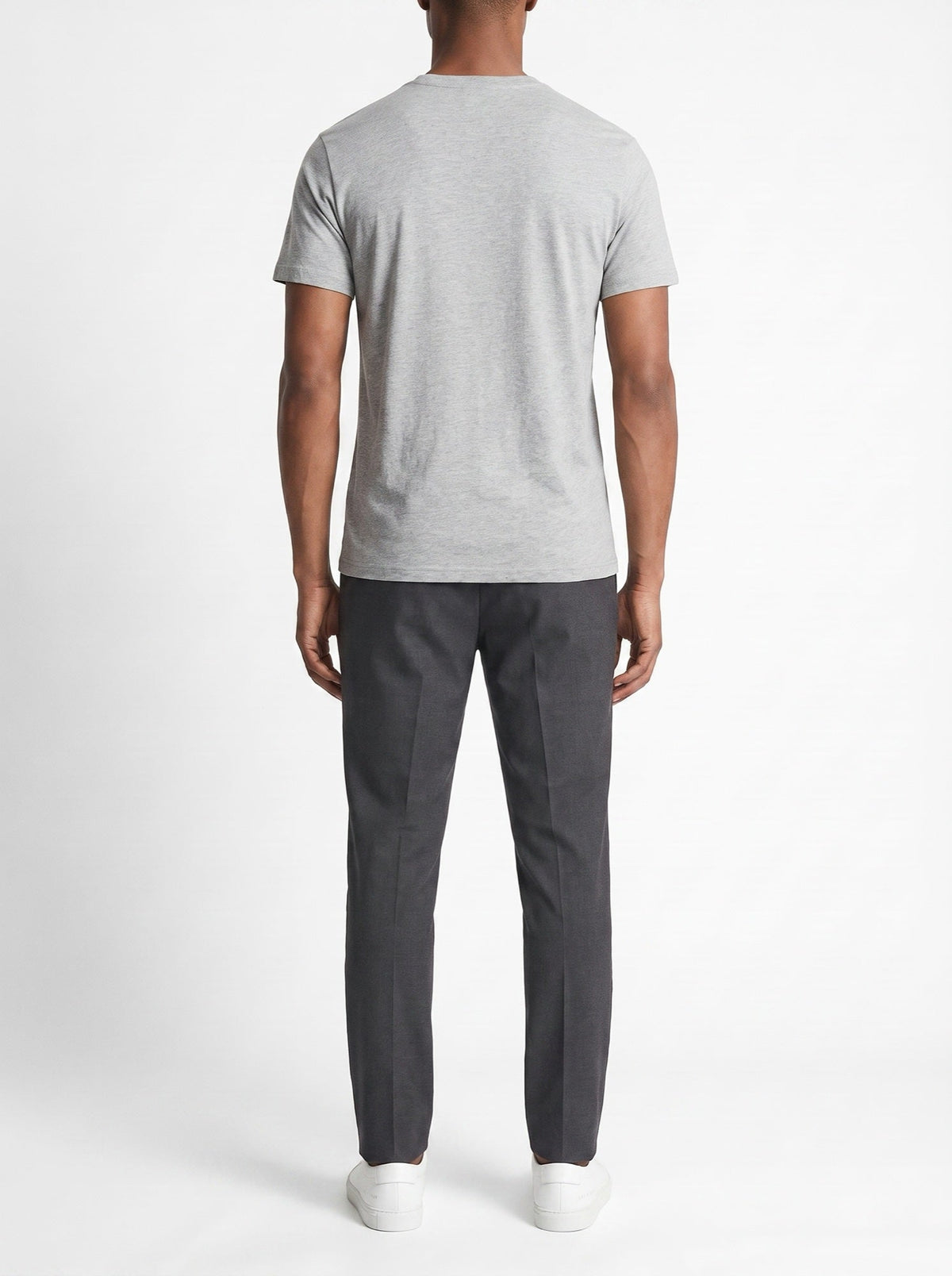 Meliertes graues Slim-Fit-T-Shirt mit Rundhalsausschnitt