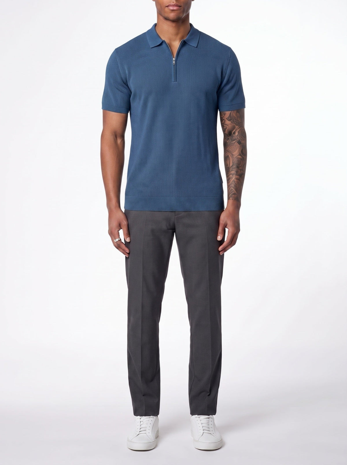 Contour Poloshirt mit Reißverschluss — Blau