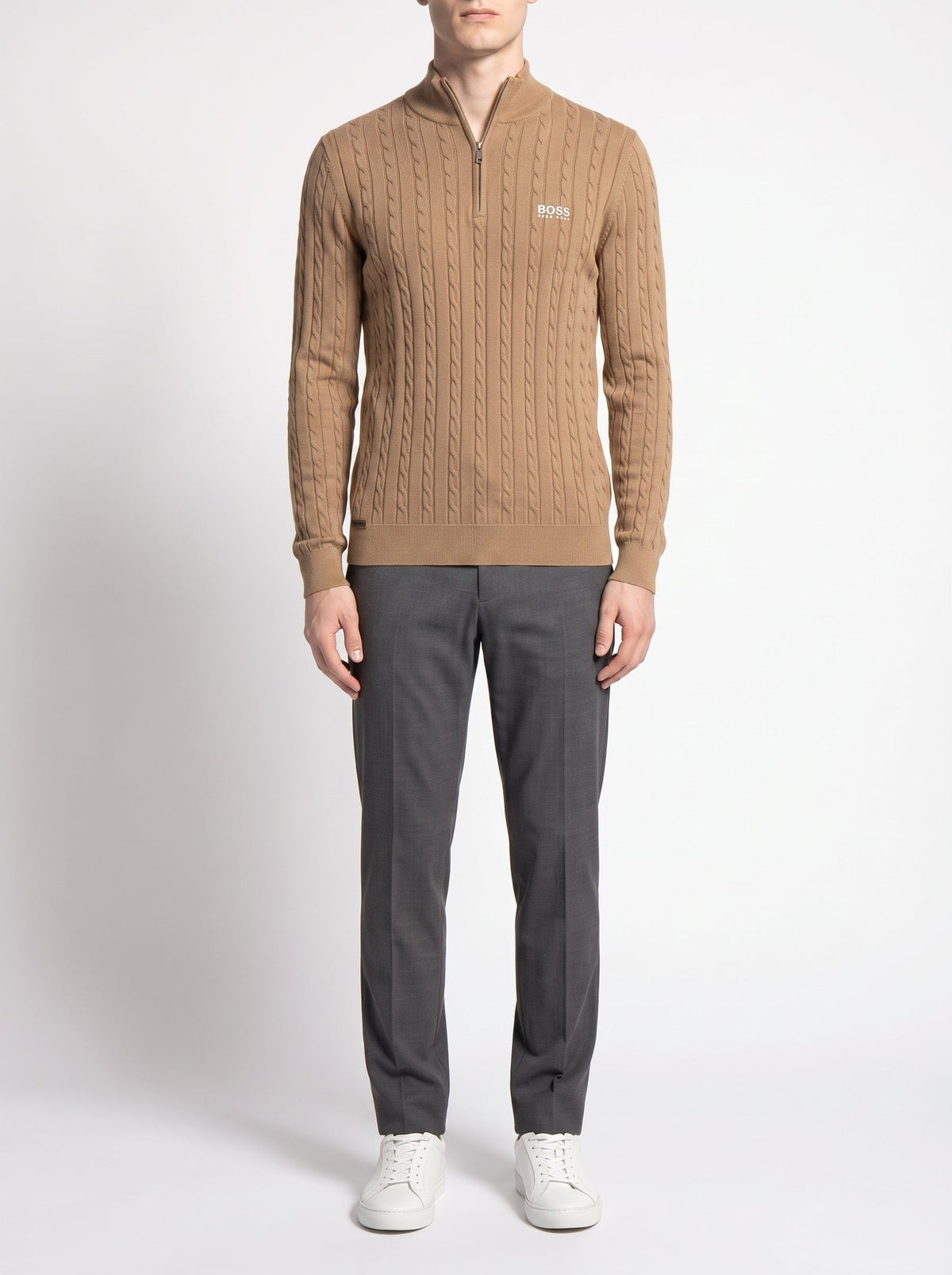BOSS™ Sterling Pullover mit halbem Reißverschluss — Beige
