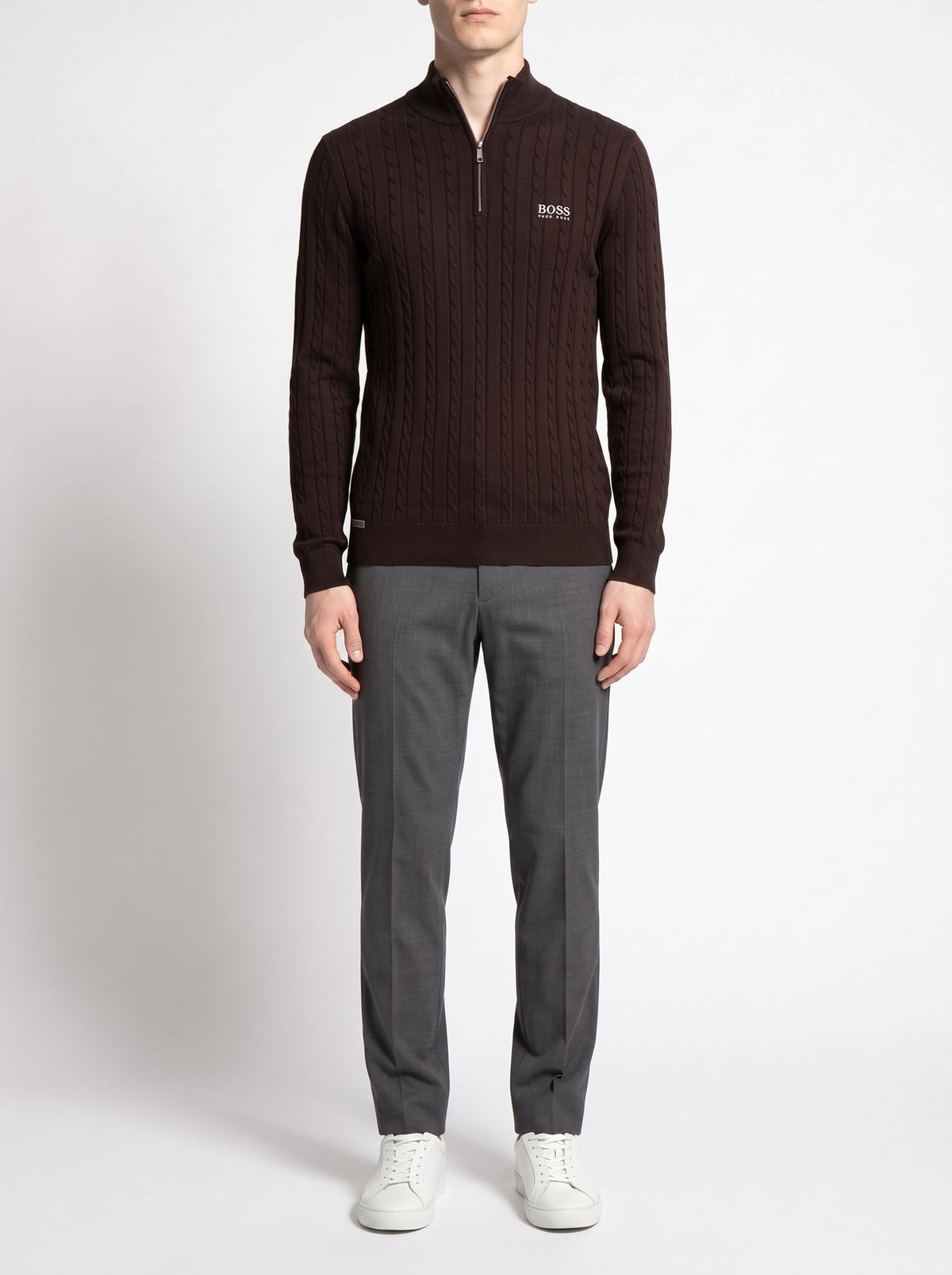 BOSS™ Sterling Pullover mit halbem Reißverschluss — Braun