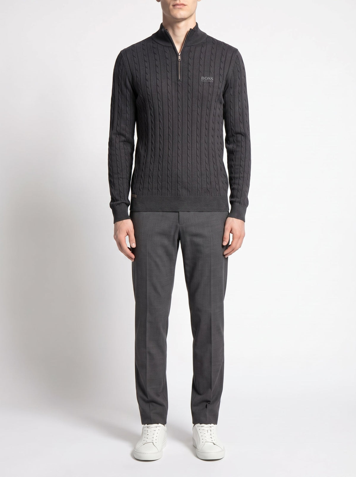 BOSS™ Sterling Pullover mit halbem Reißverschluss — Grau
