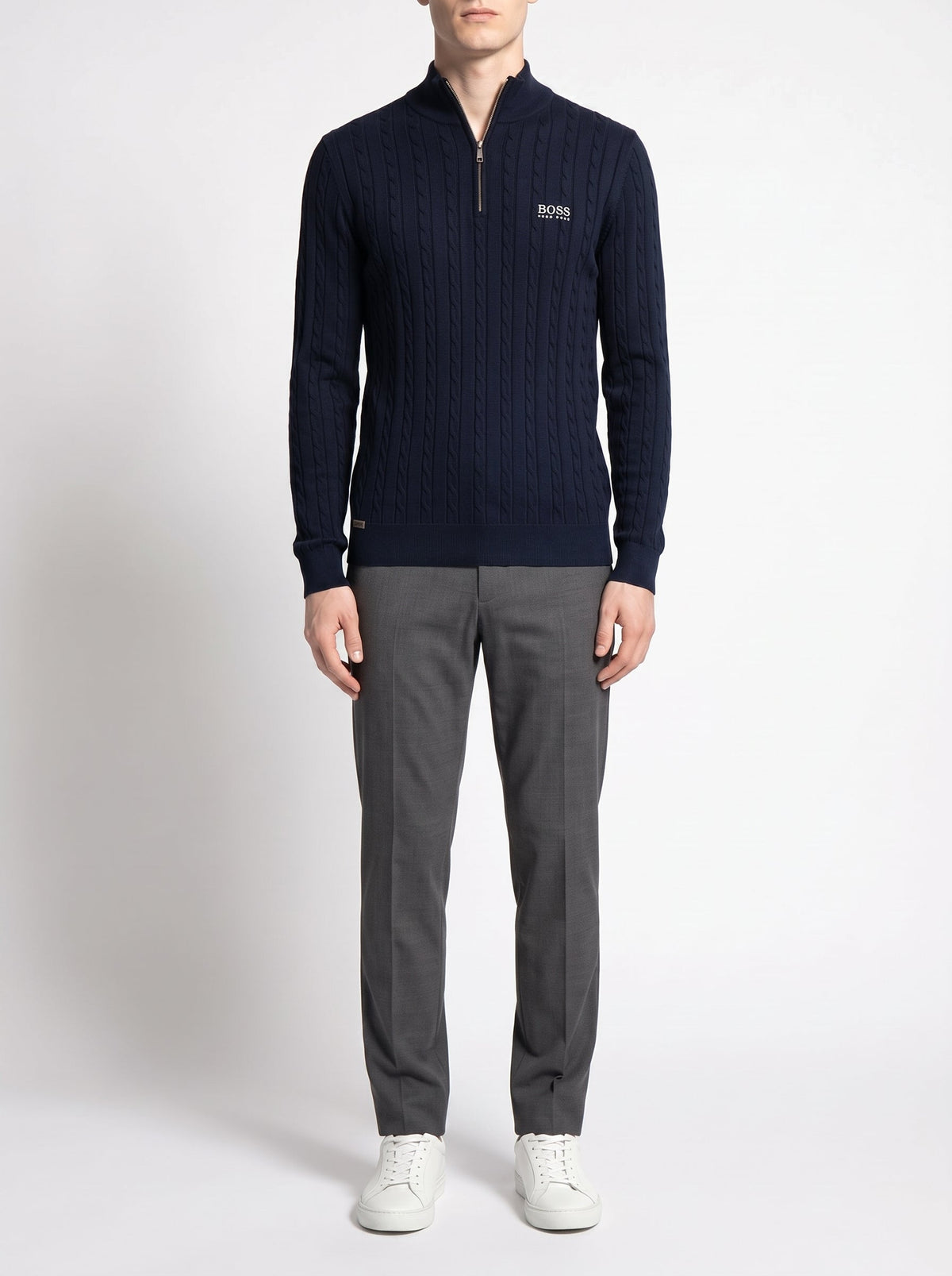 BOSS™ Sterling Pullover mit halbem Reißverschluss — Marineblau