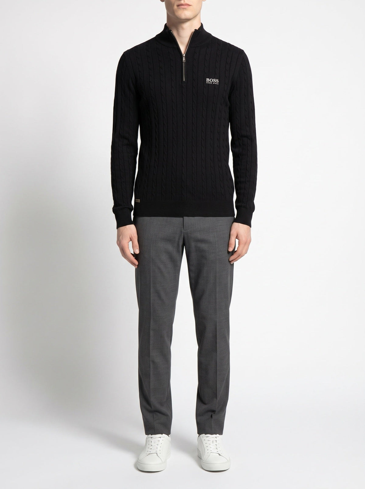 BOSS™ Sterling Pullover mit halbem Reißverschluss — Schwarz