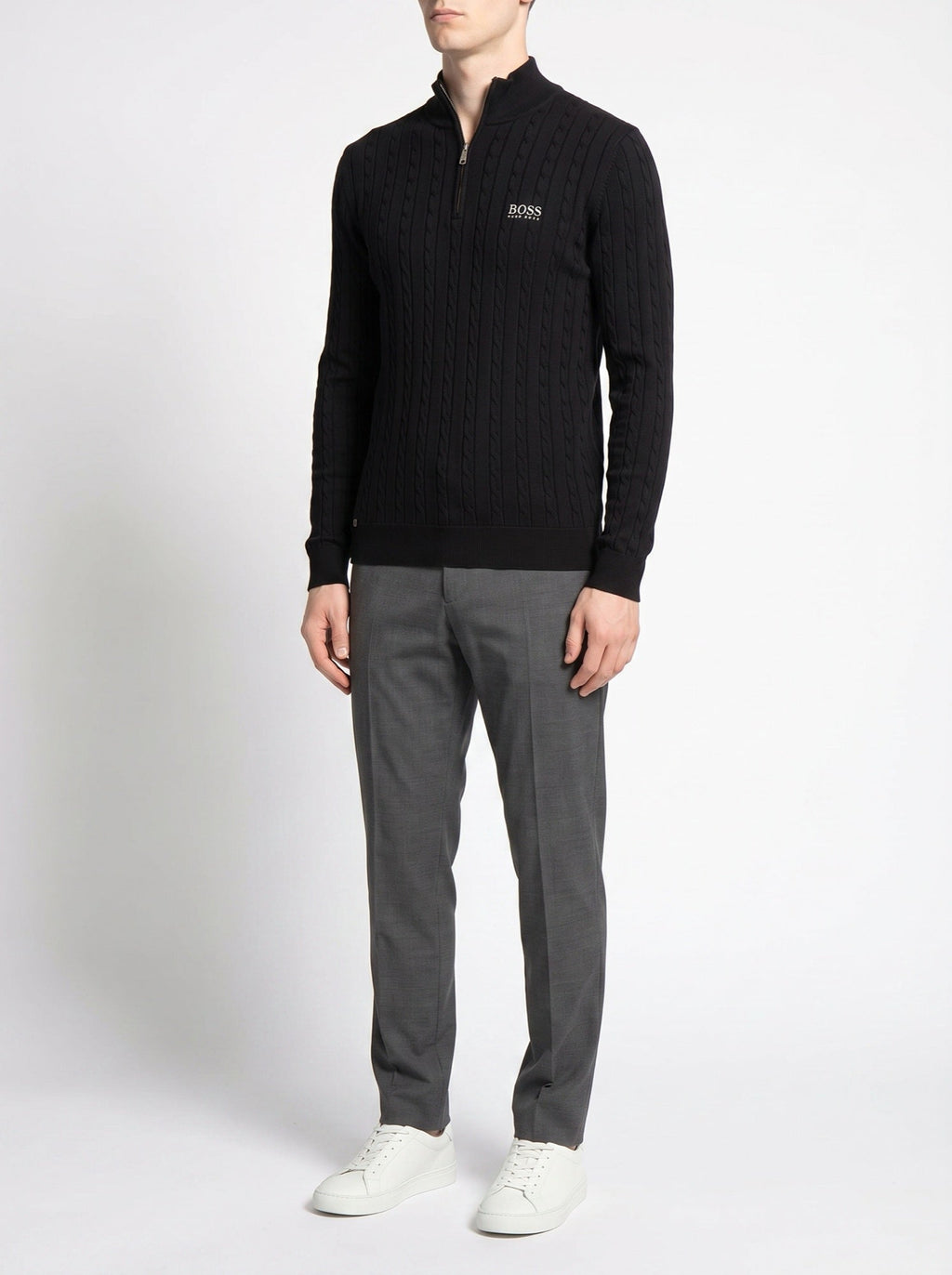 BOSS™ Sterling Pullover mit halbem Reißverschluss — Schwarz