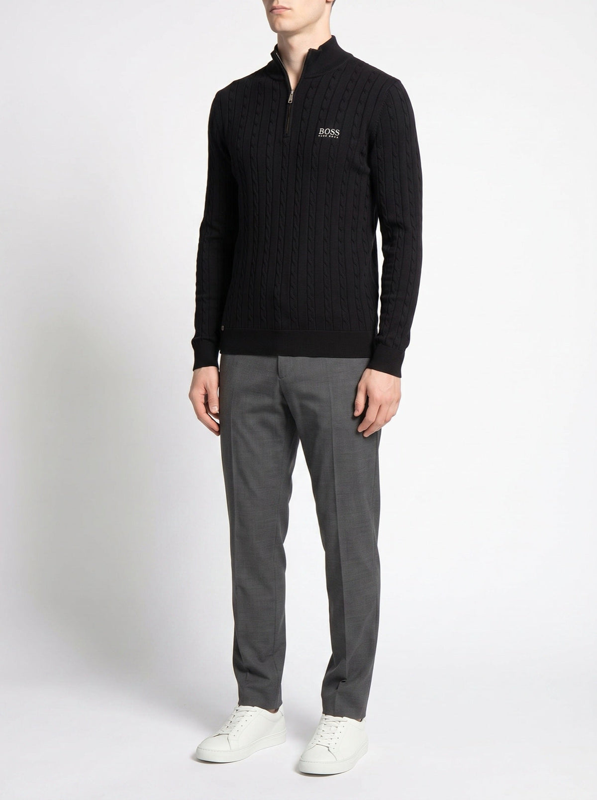 BOSS™ Sterling Pullover mit halbem Reißverschluss — Schwarz