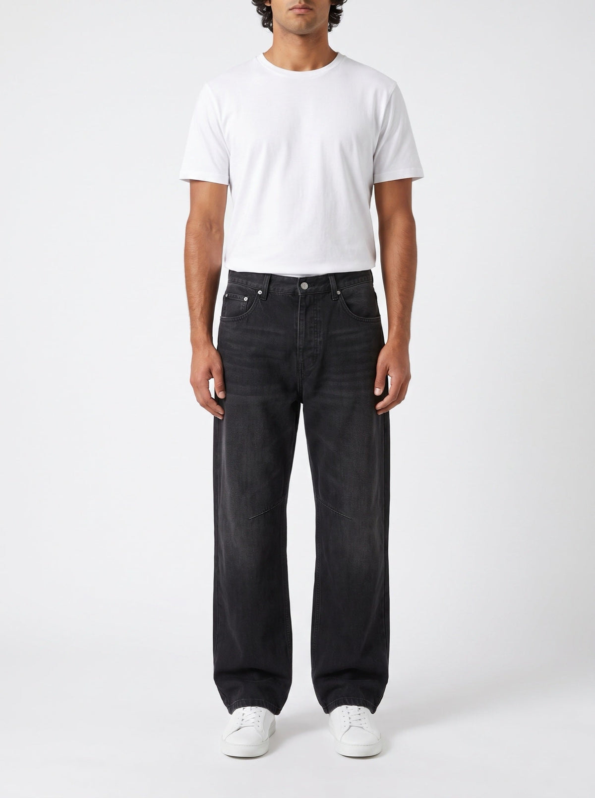 Weite Hose mit Gummibund und Jeans-Passform — Schwarz
