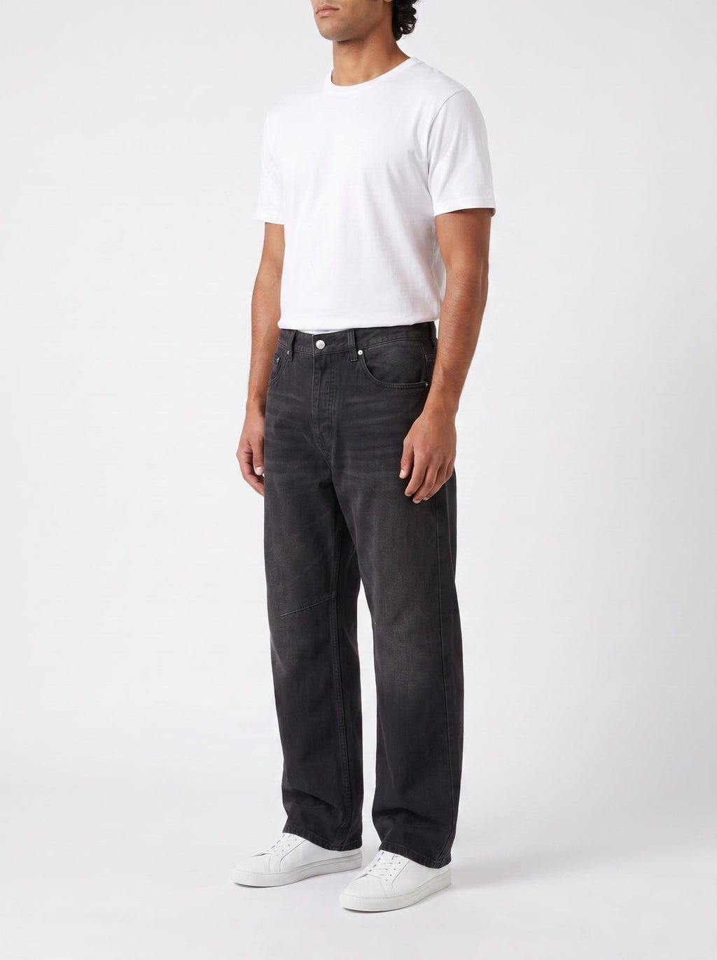 Weite Hose mit Gummibund und Jeans-Passform — Schwarz