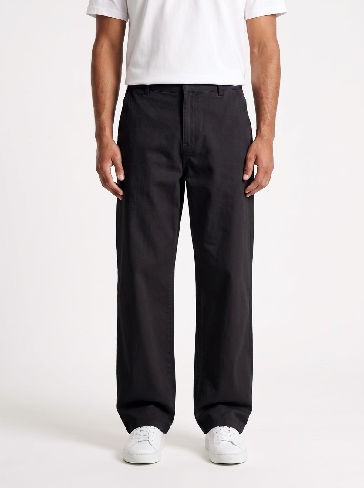 Lässige Hose mit elastischem Bund und Jeans-Optik — Schwarz