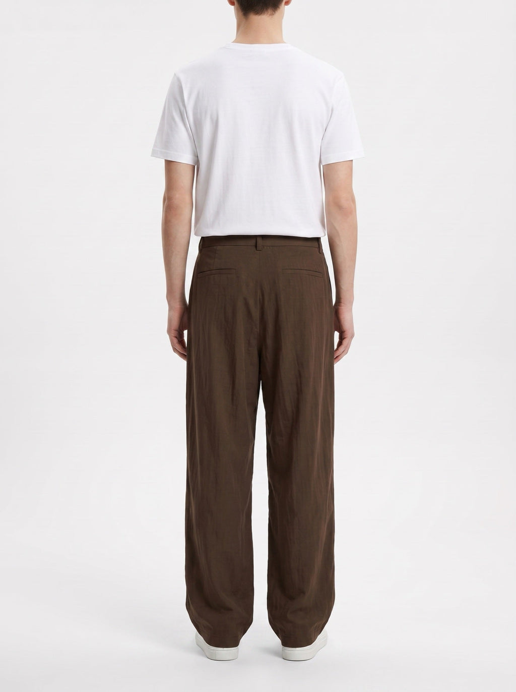 Entspannte bestickte Hose mit weitem Bein — Braun