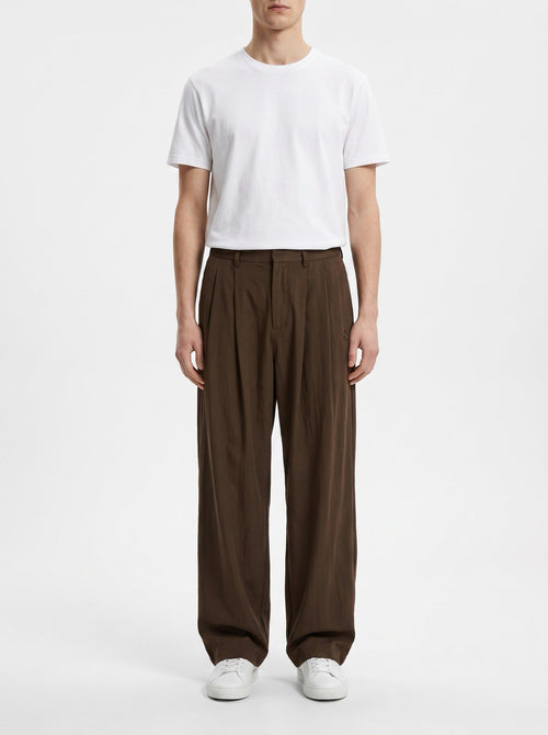 Entspannte bestickte Hose mit weitem Bein — Braun