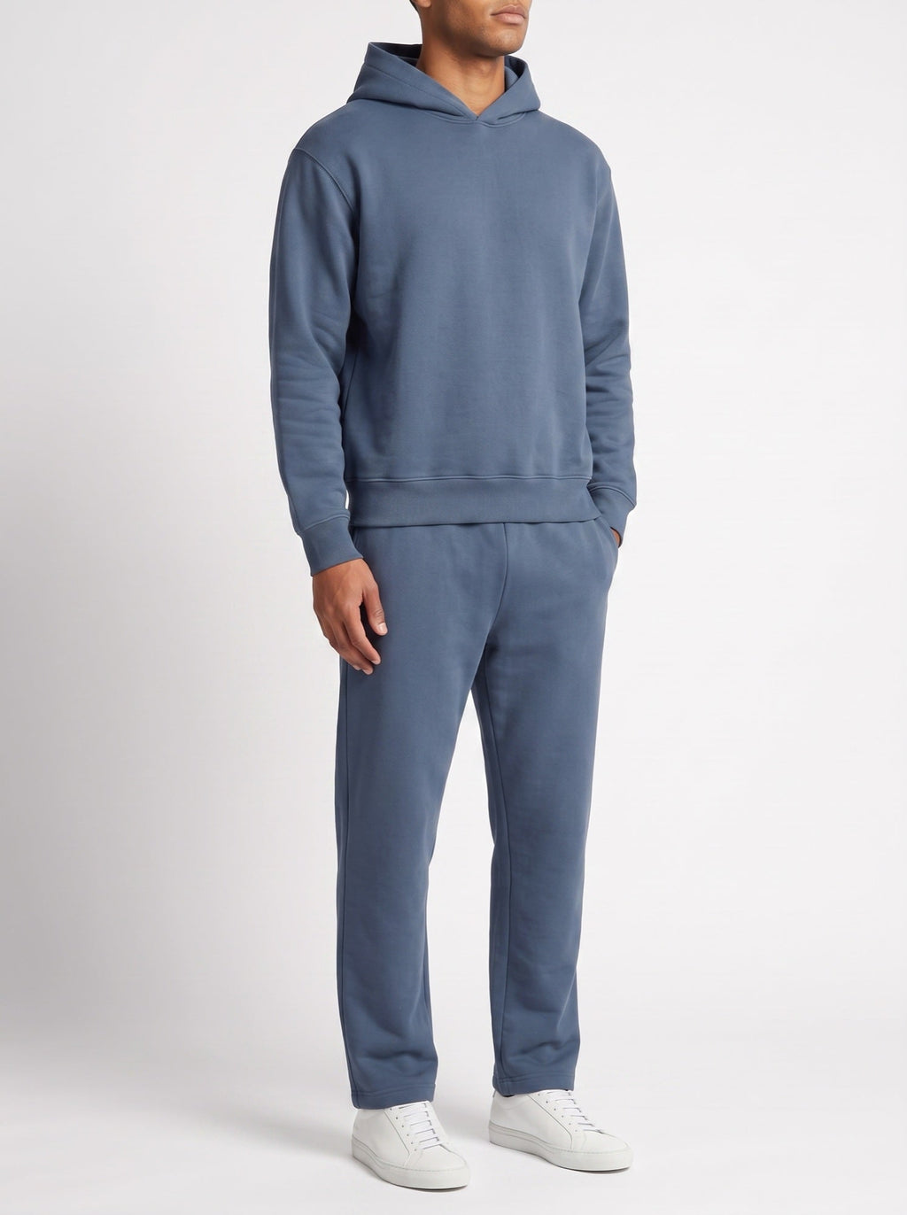 2-teiliges Set mit lockerer Passform, Kapuzenpullover und Jogginghose – Blau