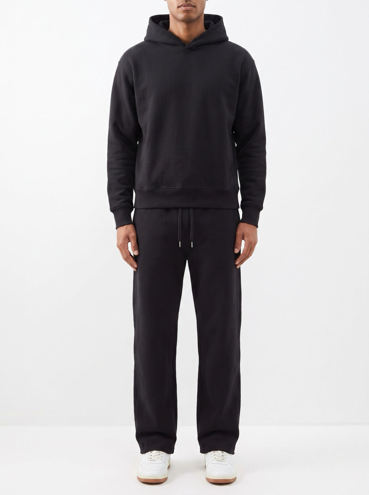 2-teiliges Set mit lockerer Passform, Kapuzenpullover und Jogginghose – Schwarz
