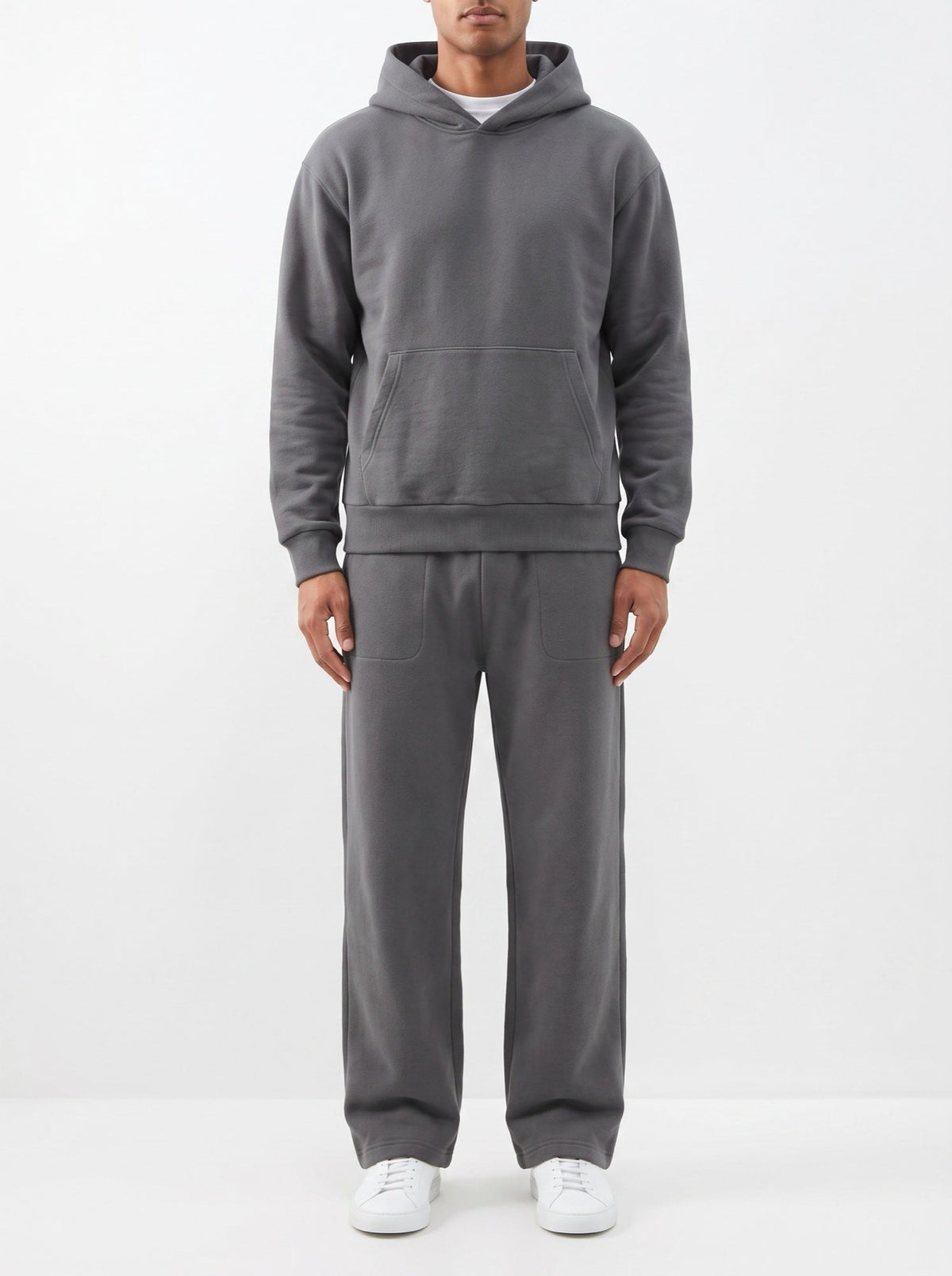 2-teiliges Set mit lockerer Passform, Kapuzenpullover und Jogginghose – Dunkelgrau