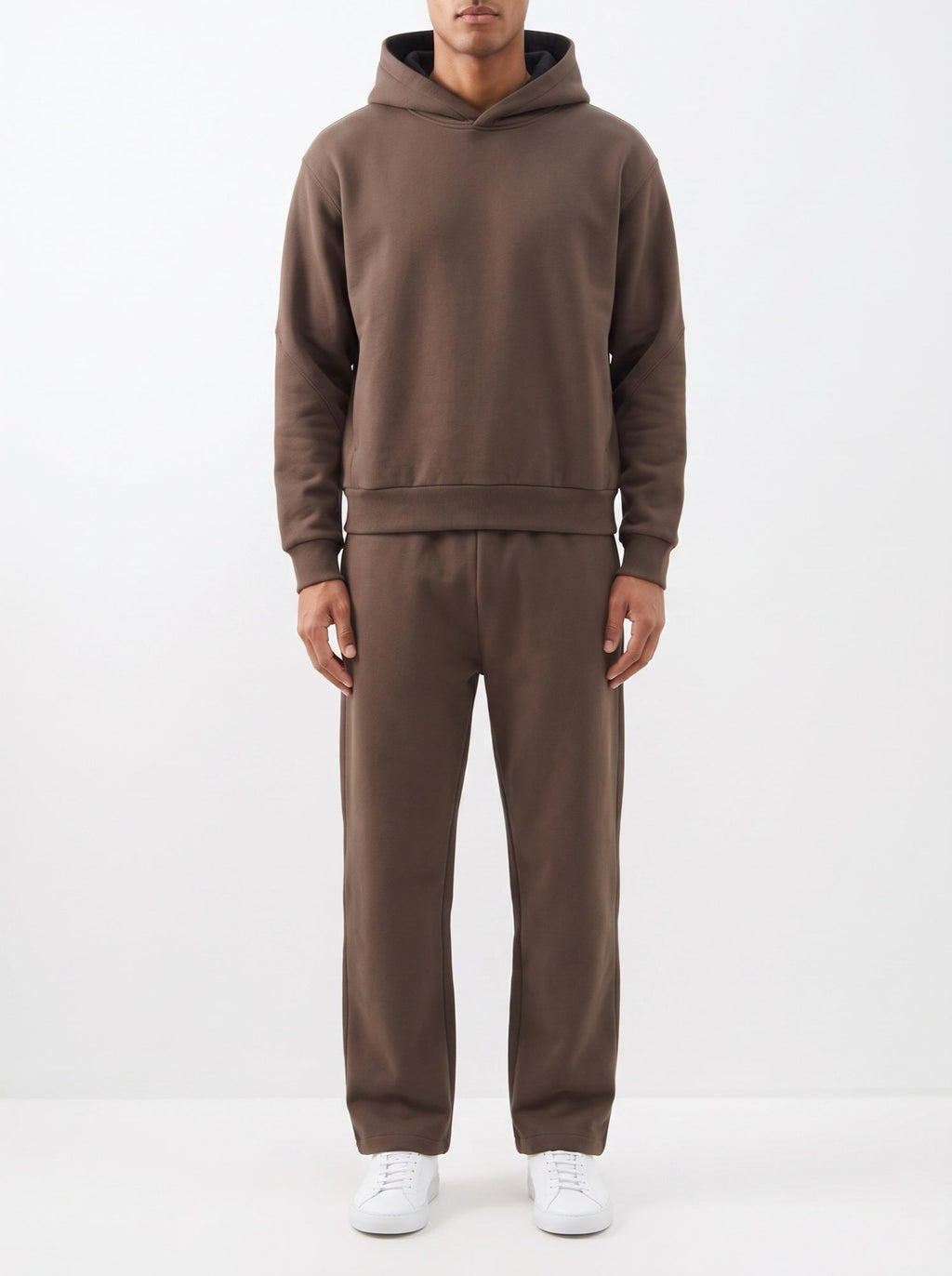 2-teiliges Set mit lockerer Passform, Kapuzenpullover und Jogginghose – Braun