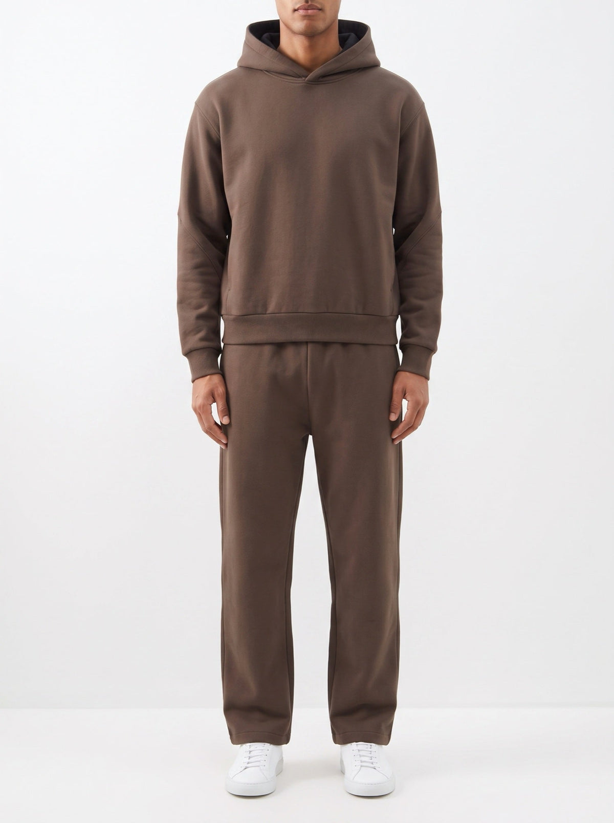 2-teiliges Set mit lockerer Passform, Kapuzenpullover und Jogginghose – Braun
