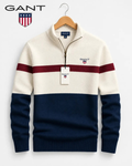 GANT® Color-Block-Winterpullover mit halbem Reißverschluss — Creme