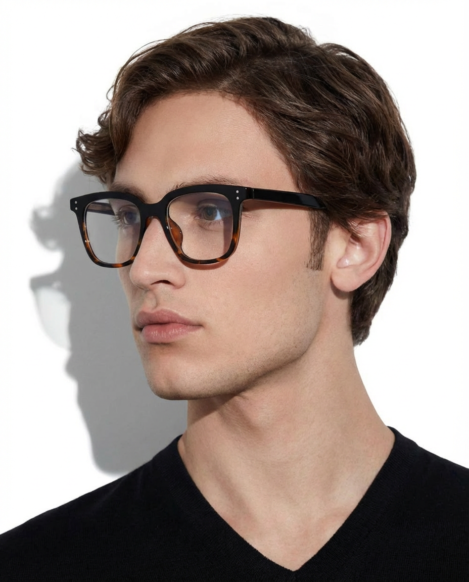 Felix Sonnenbrille — Schwarzes Leopardenmuster — getragen