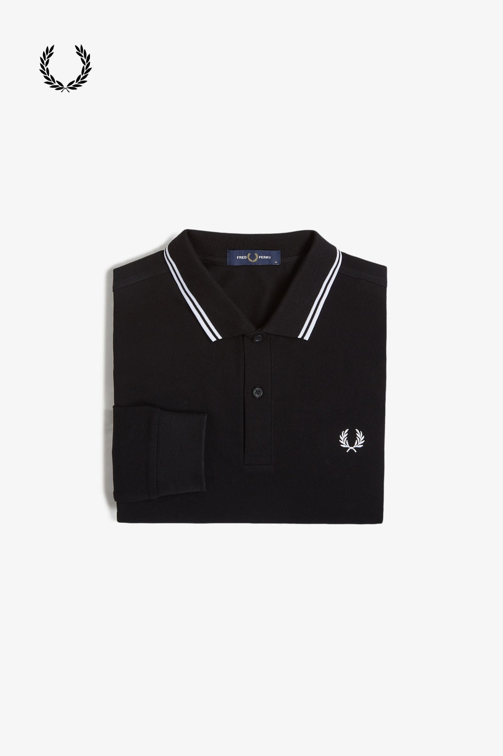 Fred Perry® Winter-Langarm-Poloshirt — Schwarz — gefaltet