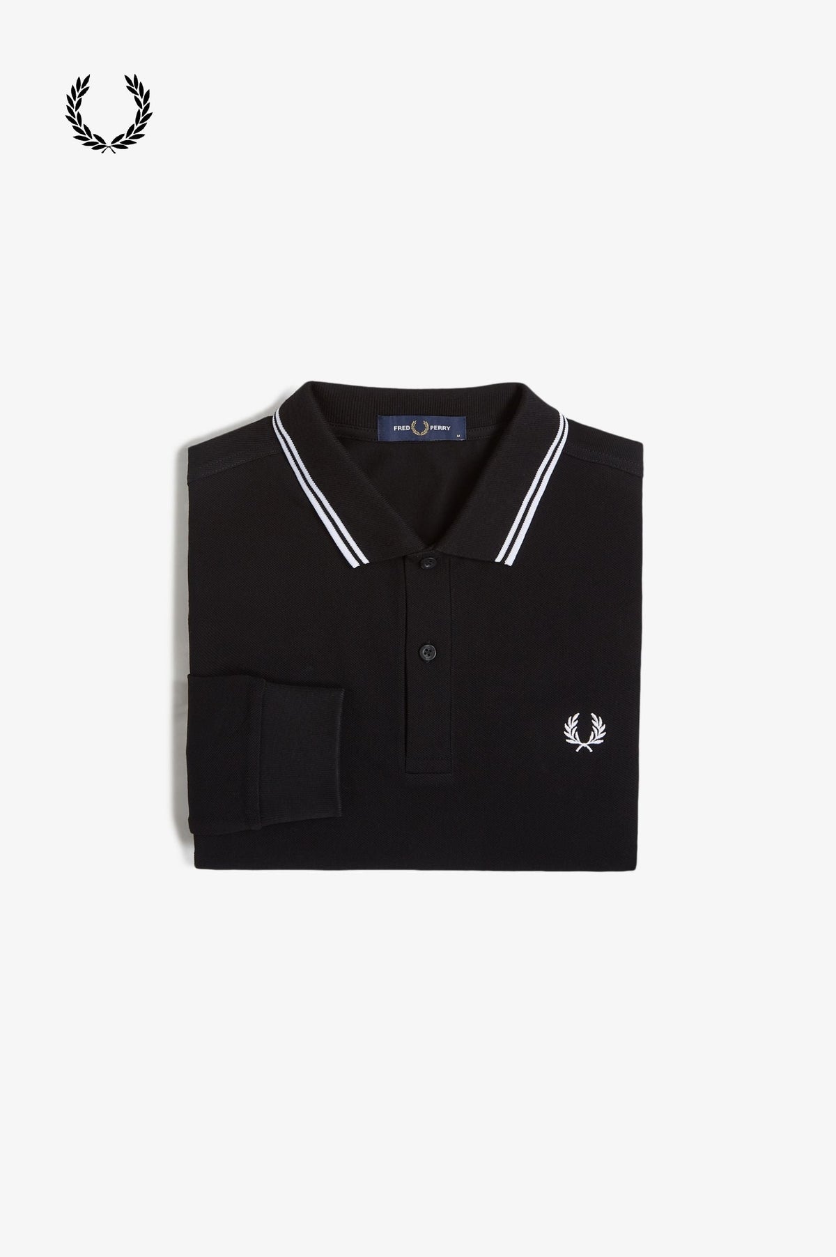 Fred Perry® Winter-Langarm-Poloshirt — Schwarz — gefaltet