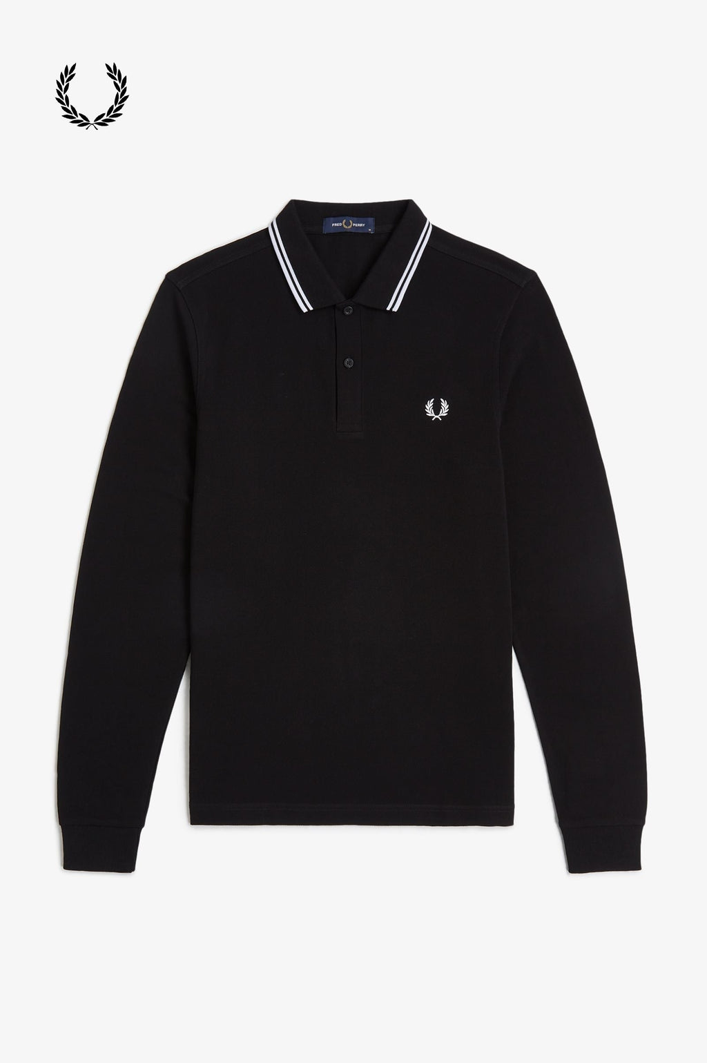 Fred Perry® Winter-Langarm-Poloshirt — Schwarz — von vorne