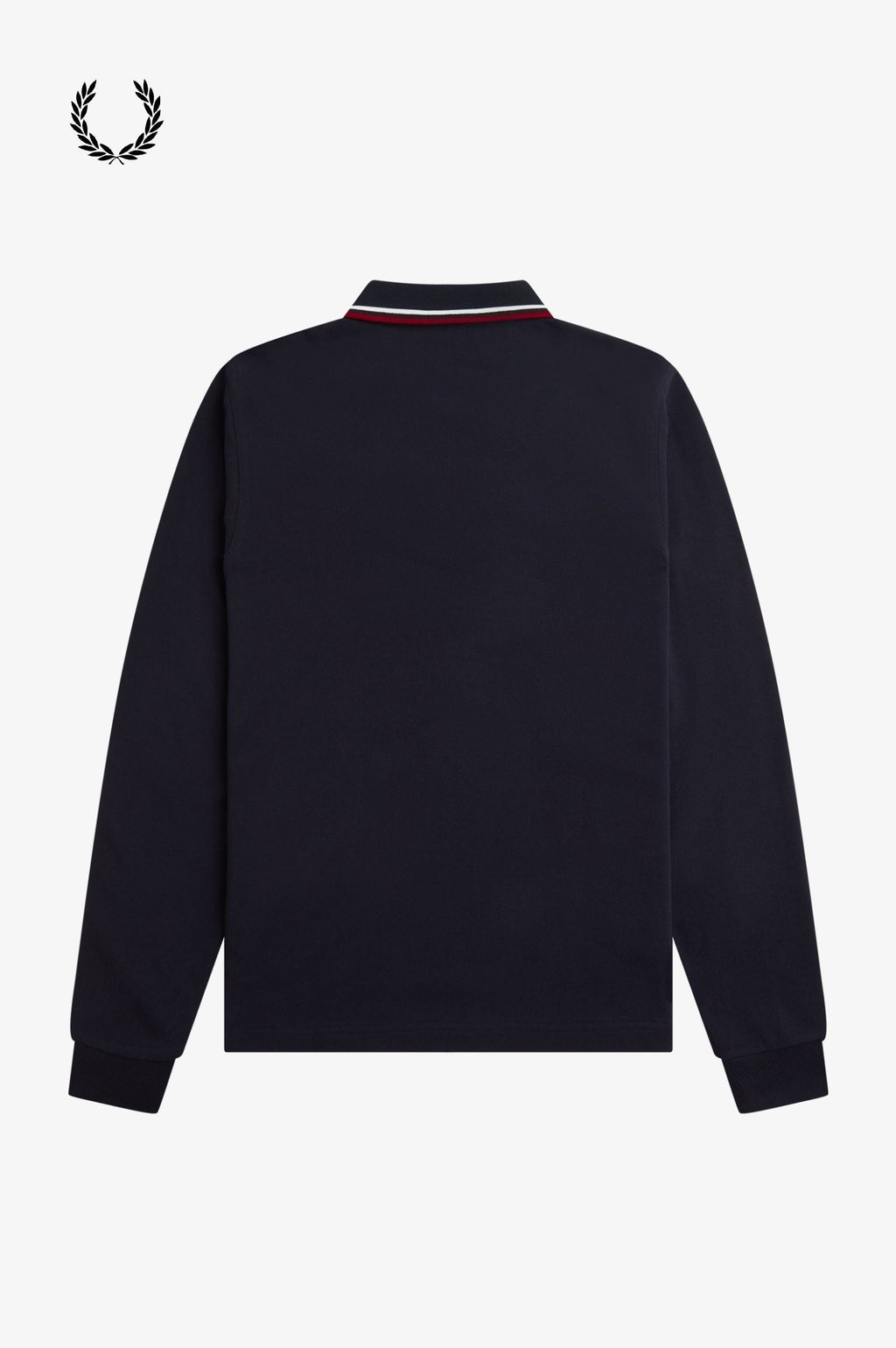 Fred Perry® Winter-Langarm-Poloshirt — Marineblau / Rot — von hinten