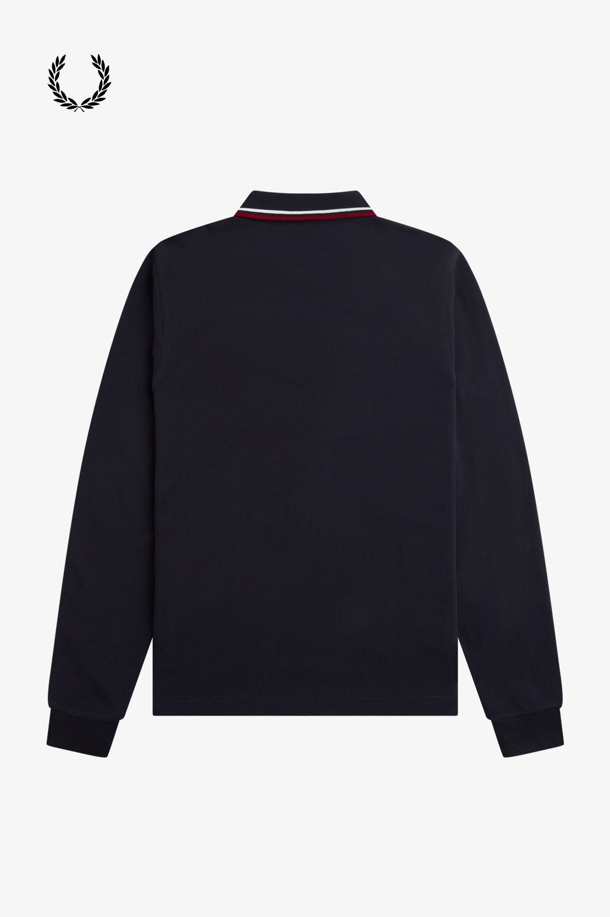 Fred Perry® Winter-Langarm-Poloshirt — Marineblau / Rot — von hinten
