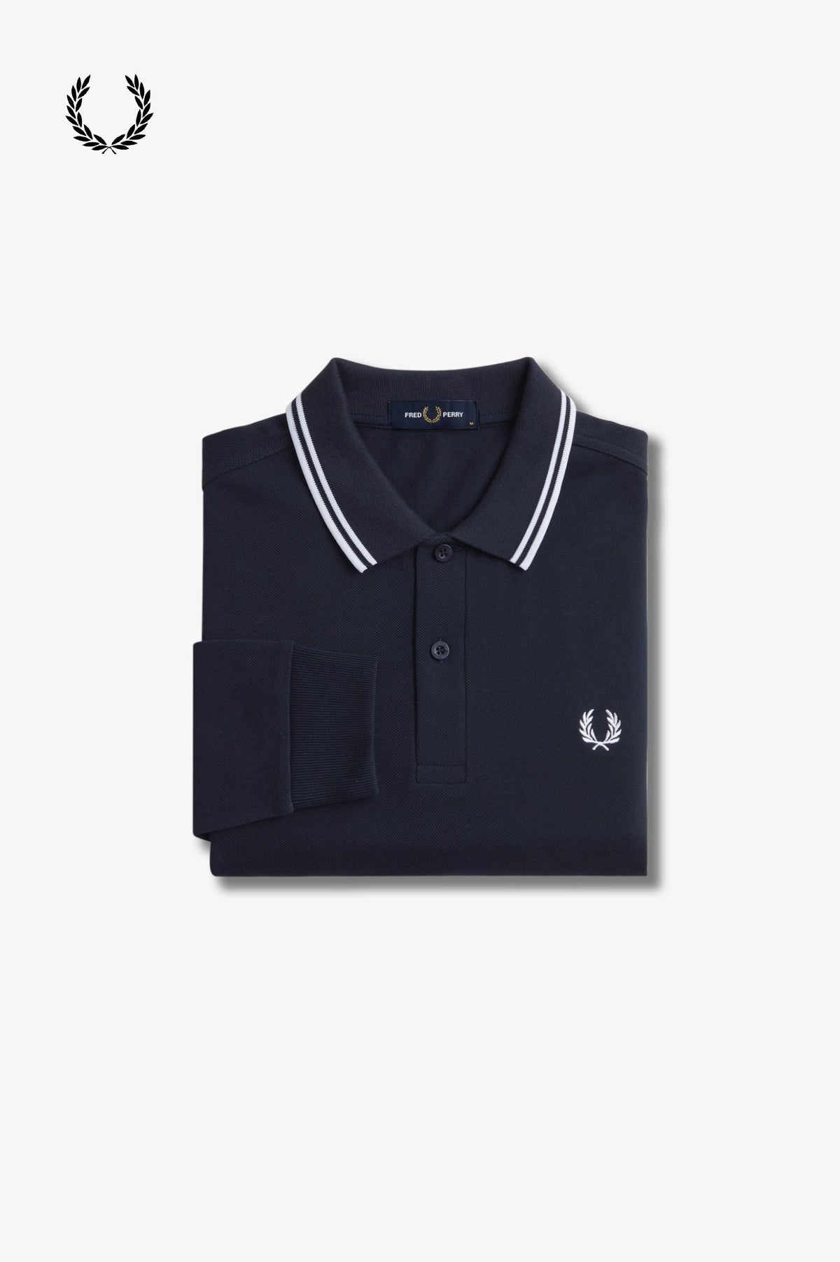 Fred Perry® Winter-Langarm-Poloshirt — Marineblau — gefaltet