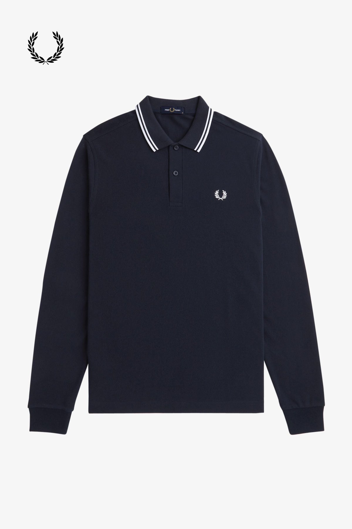Fred Perry® Winter-Langarm-Poloshirt — Marineblau — von vorne