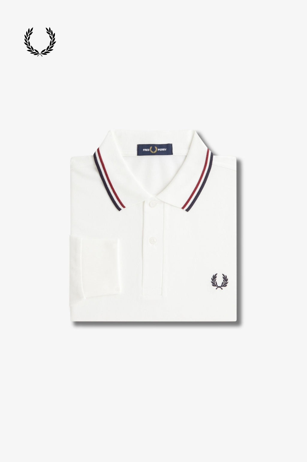 Fred Perry® Winter-Langarm-Poloshirt — Weiß — gefaltet