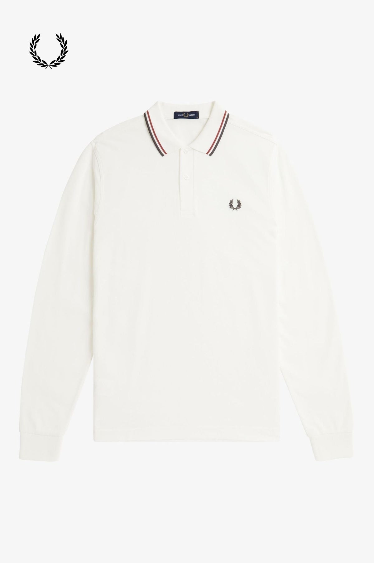 Fred Perry® Winter-Langarm-Poloshirt — Weiß — von vorne