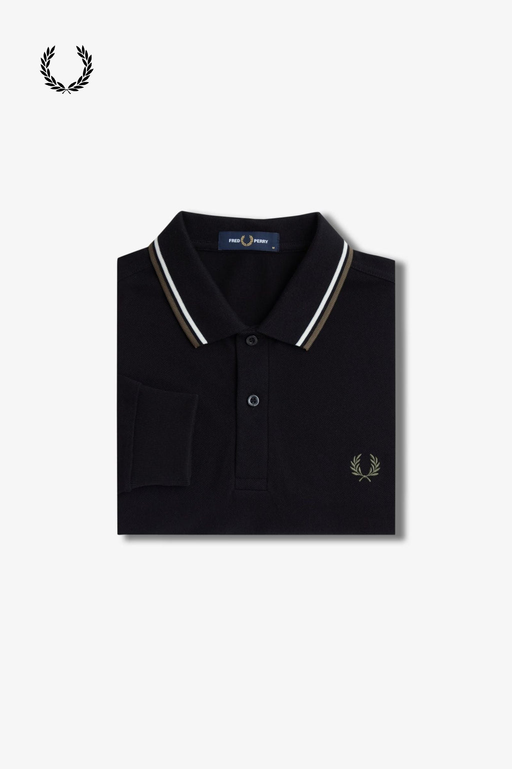 Fred Perry® Winter-Langarm-Poloshirt — Schwarz / Champagner — gefaltet