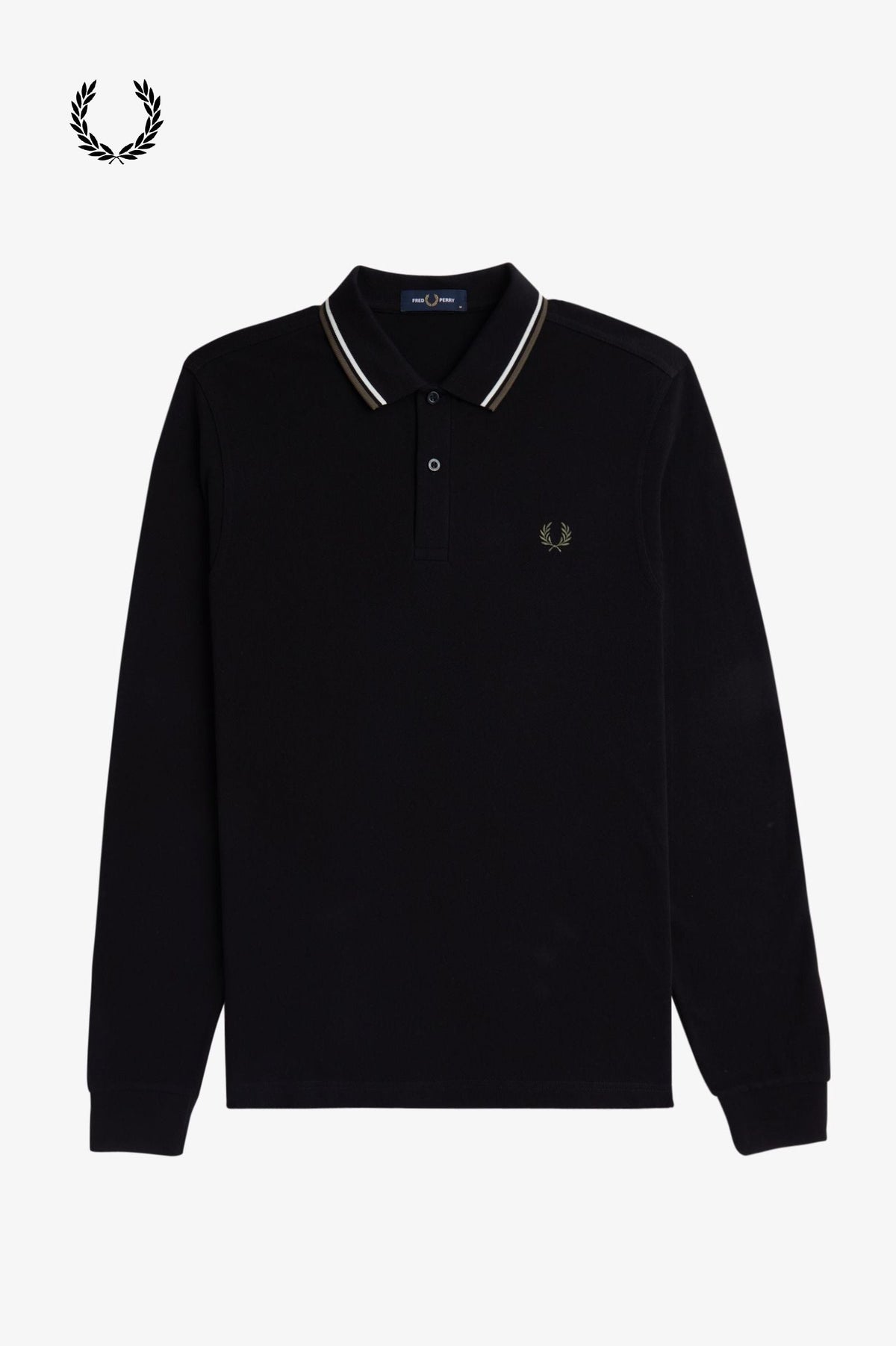 Fred Perry® Winter-Langarm-Poloshirt — Schwarz / Champagner — von vorne