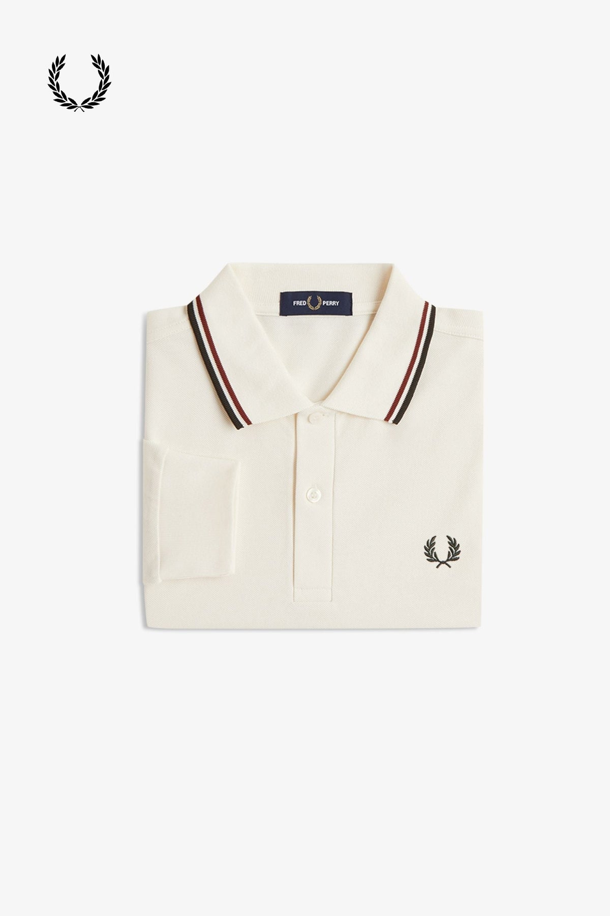 Fred Perry® Winter-Langarm-Poloshirt — Ecru — gefaltet