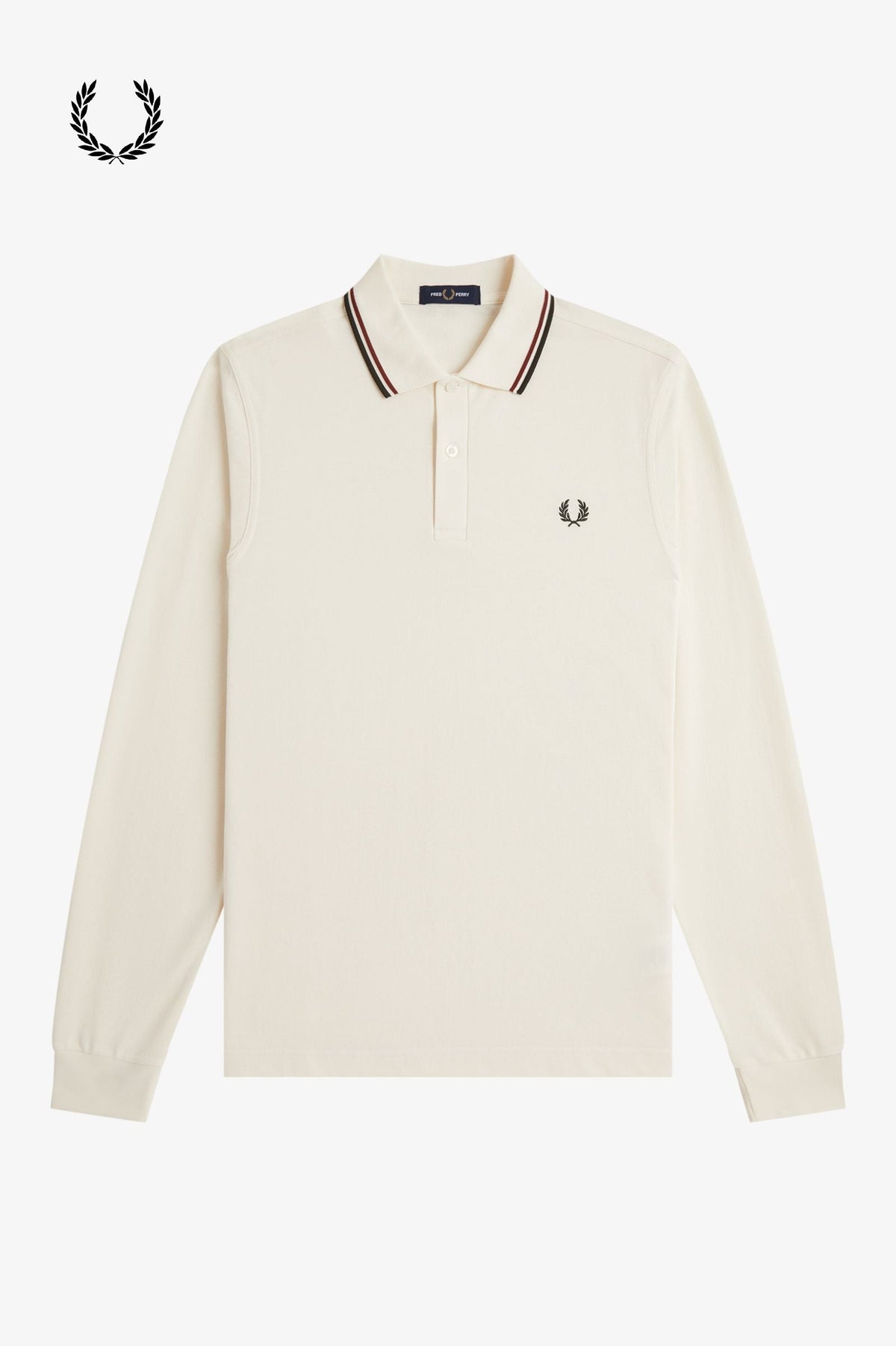 Fred Perry® Winter-Langarm-Poloshirt — Ecru — von vorne