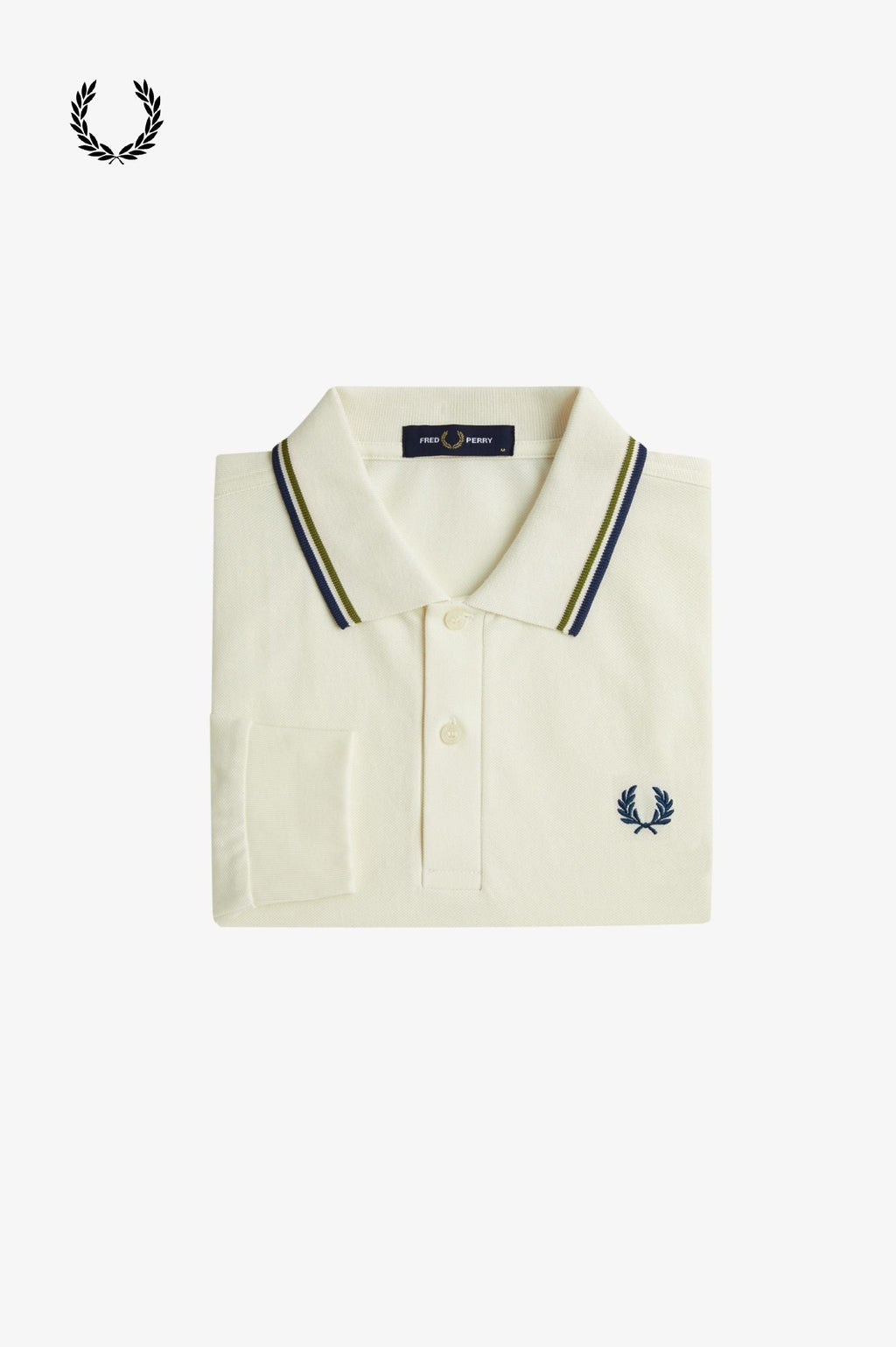 Fred Perry® Winter-Langarm-Poloshirt — Helles Ecru — gefaltet