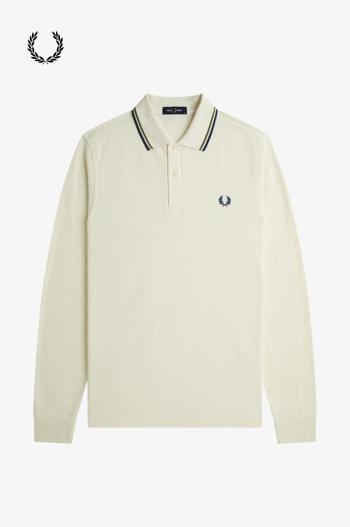 Fred Perry® Winter-Langarm-Poloshirt — Helles Ecru — von vorne