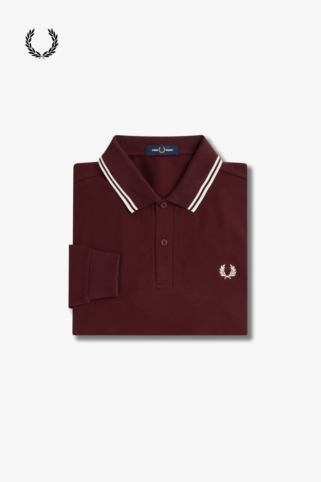 Fred Perry® Winter-Langarm-Poloshirt — Ochsenblut — gefaltet